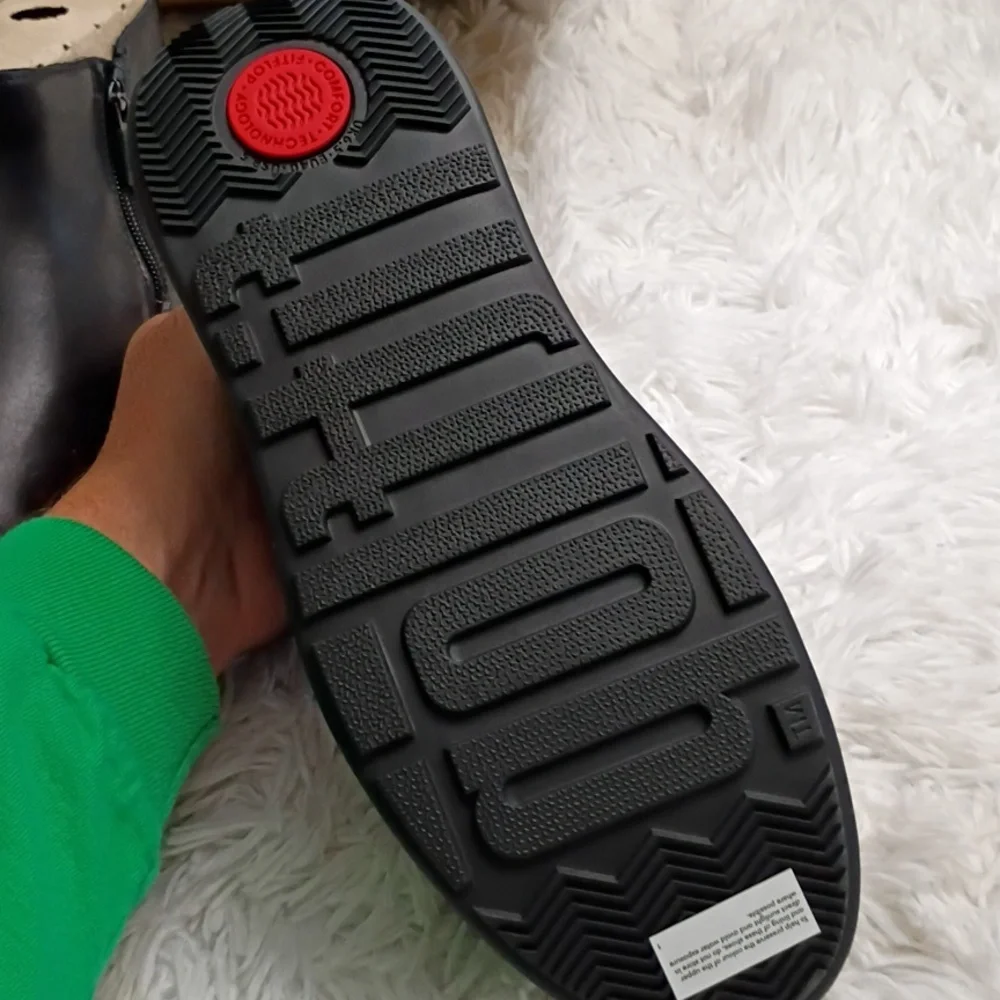 Fitflop F-Mode Leather Platform Zip Ankle Boots Women's Sz 8.5  EU 40 🆕 - Picture 6 of 11